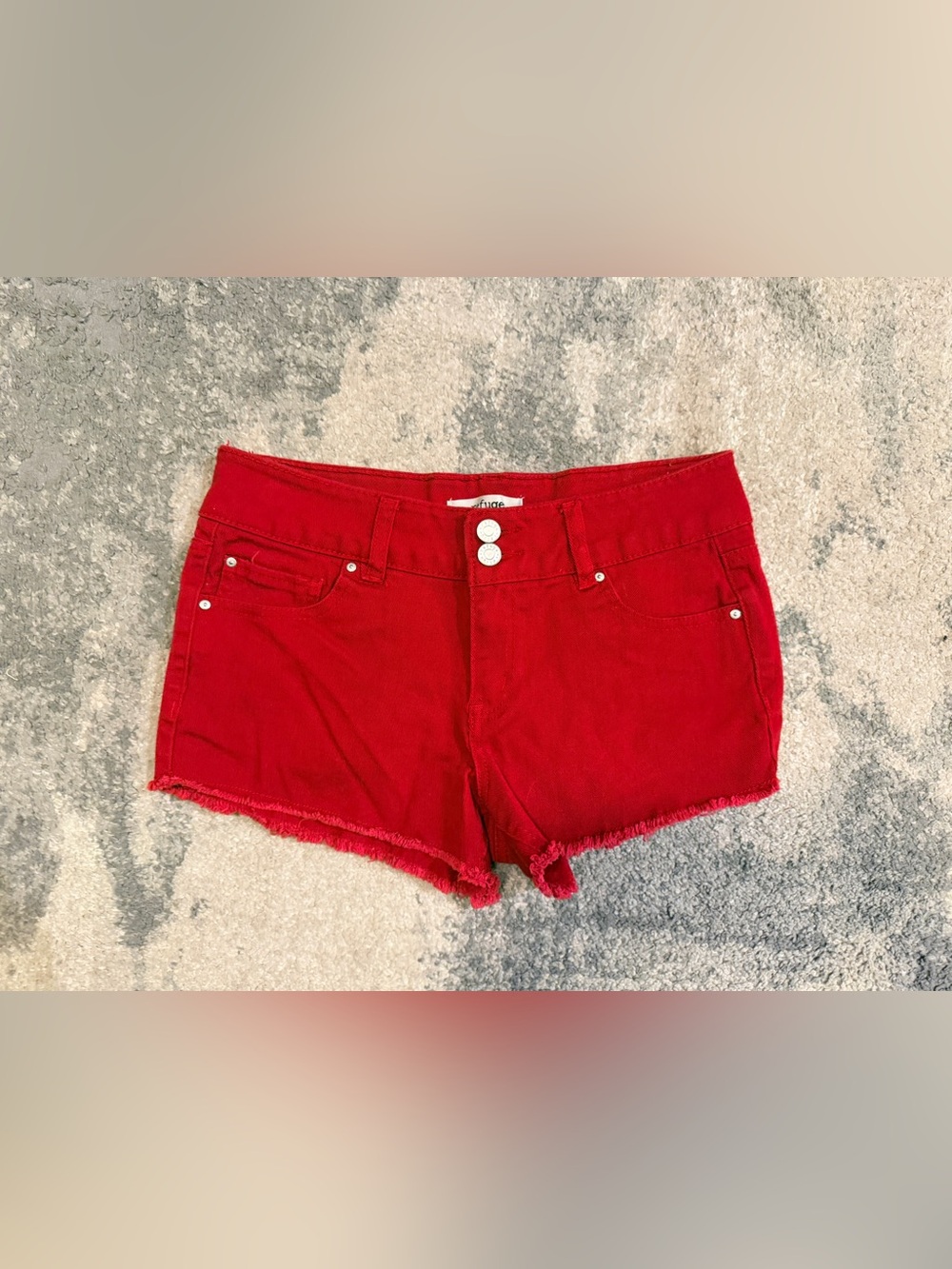 Refuge Red Denim Cutoff Shorts